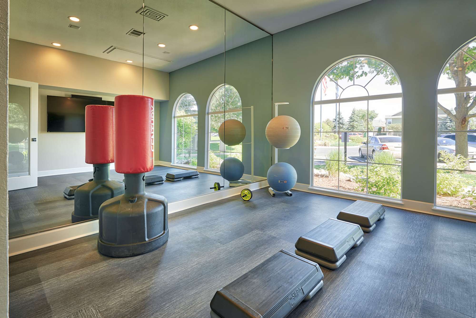 Yoga room at Gateway Park Apartments in Denver, Colorado