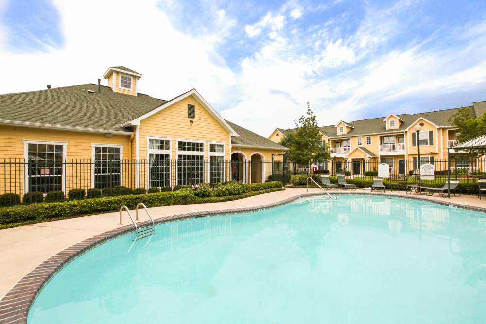 sparkling swimming pool at Country Lane in Angleton, Texas