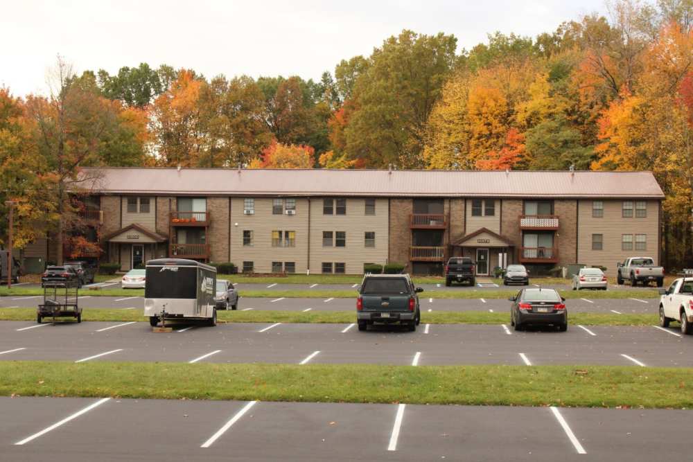Parking at Brookside Commons in Meadville, Pennsylvania