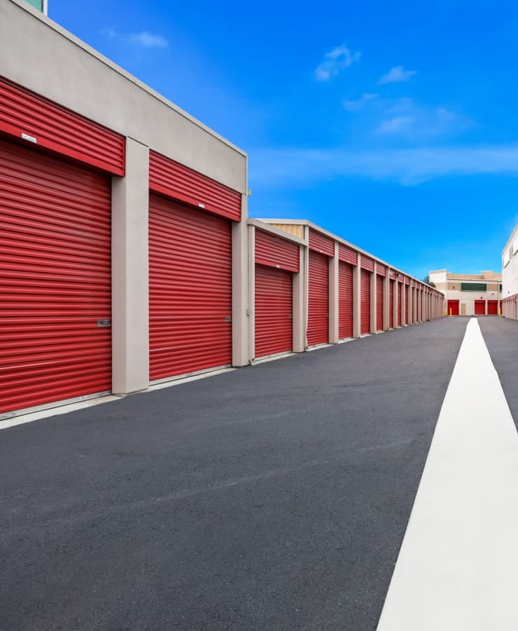 Large outdoor storage units with drive up access at StorQuest Self Storage in Carlsbad, California