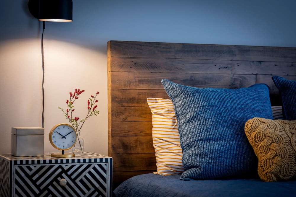 Peaceful master bedroom at Fairfield Crossing Apartments in Falls Church, Virginia