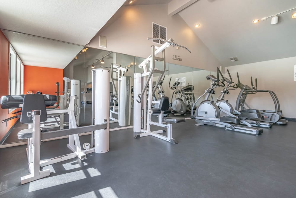 Fitness center at Sunset Ridge Apartments in Lancaster, California