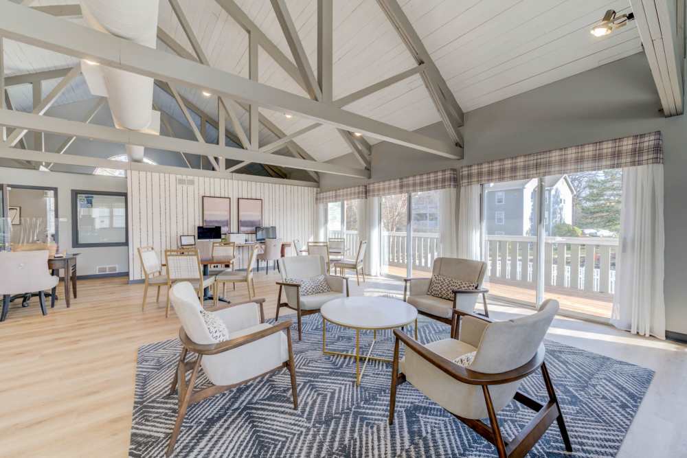 Clubhouse with chairs at Bonhomme Village in Olivette. MO