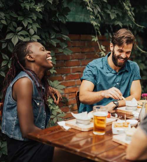 Residents dining near Dunbar Apartments in Lexington, North Carolina