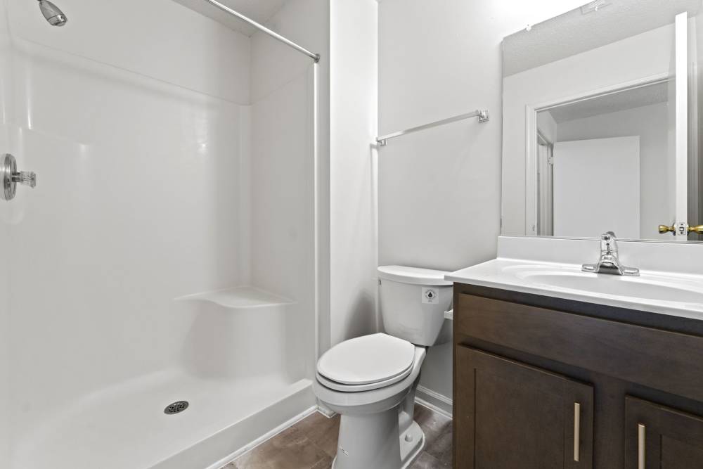 Bright bathroom at Dulles Center Apartments in Herndon, Virginia