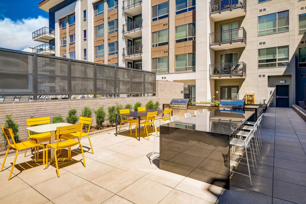 Outdoor seating area at Vue West Apartment Homes in Denver, Colorado