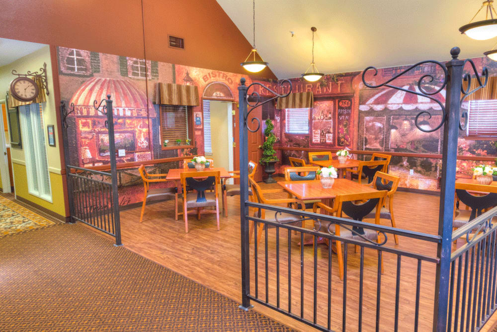 Bistro area for residents of The Meadows - Assisted Living in Elk Grove, California