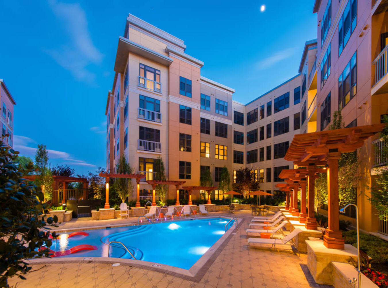 Night pool view at Solaire 10914 Georgia in Silver Spring, Maryland