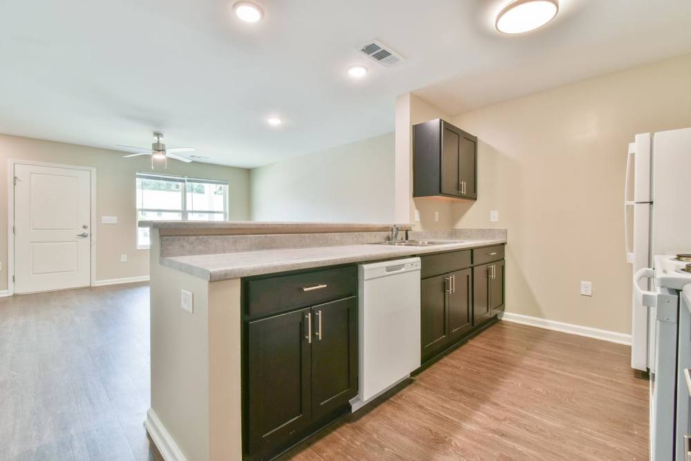Kitchen with refrigerator at Canaan Crossing in Madison. GA