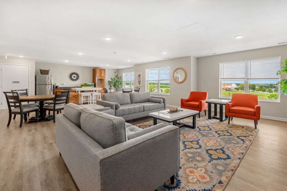 Well-designed community space at Deville Manor in Oswego, Illinois