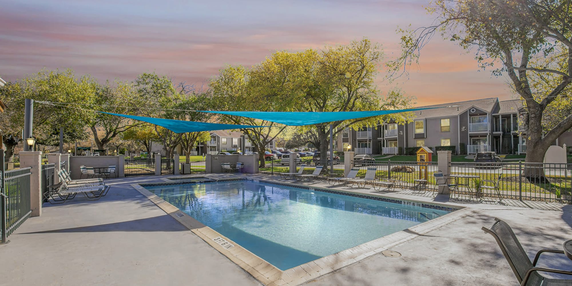 Outdoor and pool areas at Derby Park in Round Rock, Texas