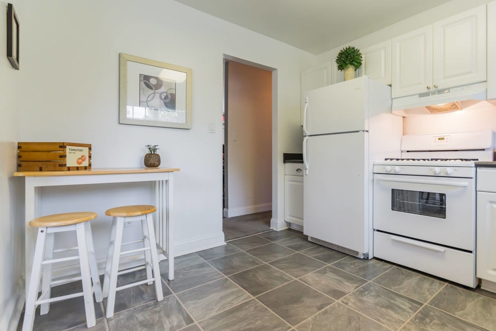 Kitchen dining room combo at The Courtyards in Edgewater Park, New Jersey