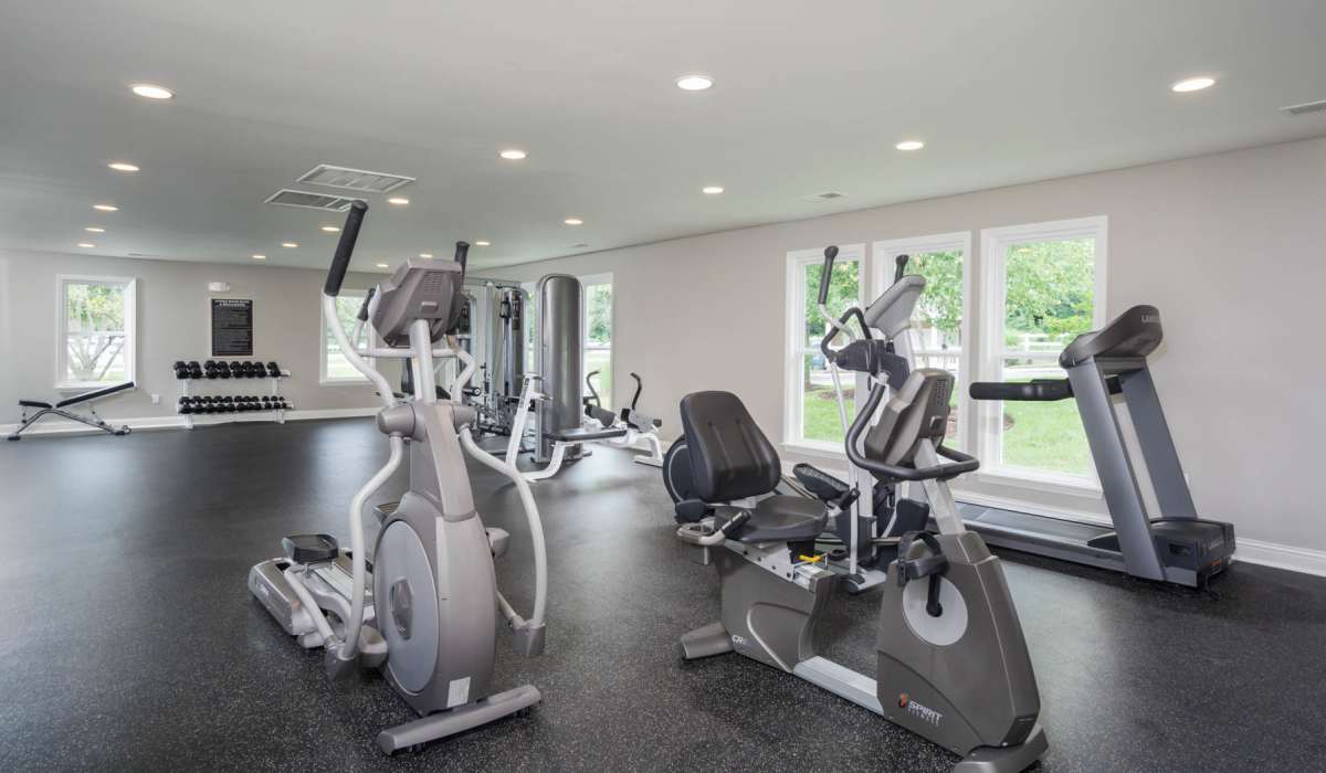 Well-equipped fitness center at Paddock Club Apartments in Florence, Kentucky