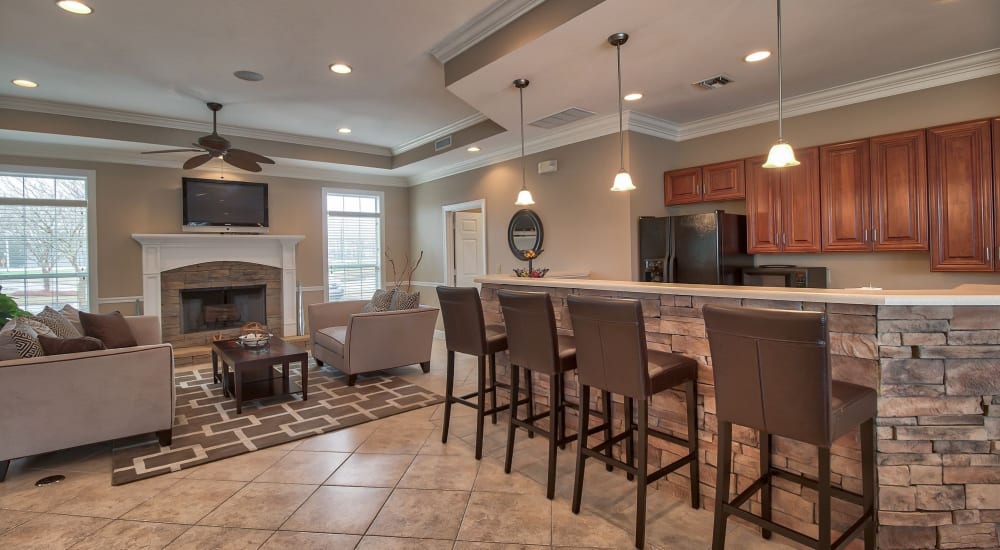 Clubhouse with fireplace at Chapel Lakes, Wetumpka, Alabama 