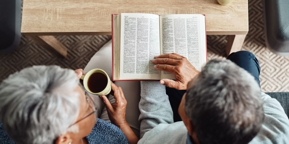 Bible reading  at Vista Prairie Communities in Champlin, Minnesota