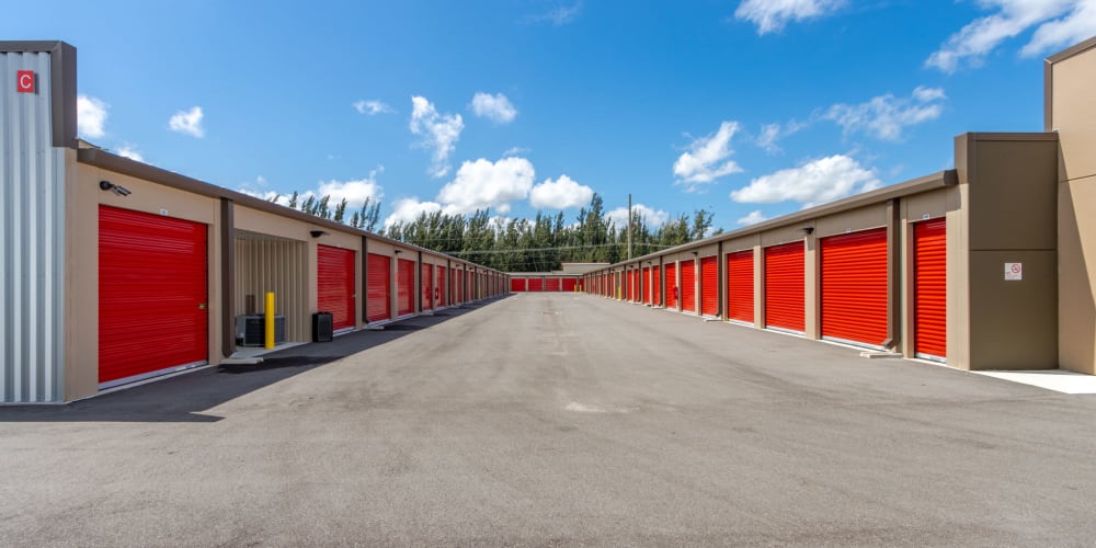 Drive-up storage units at StorQuest Express Self Storage in Fountain, Colorado