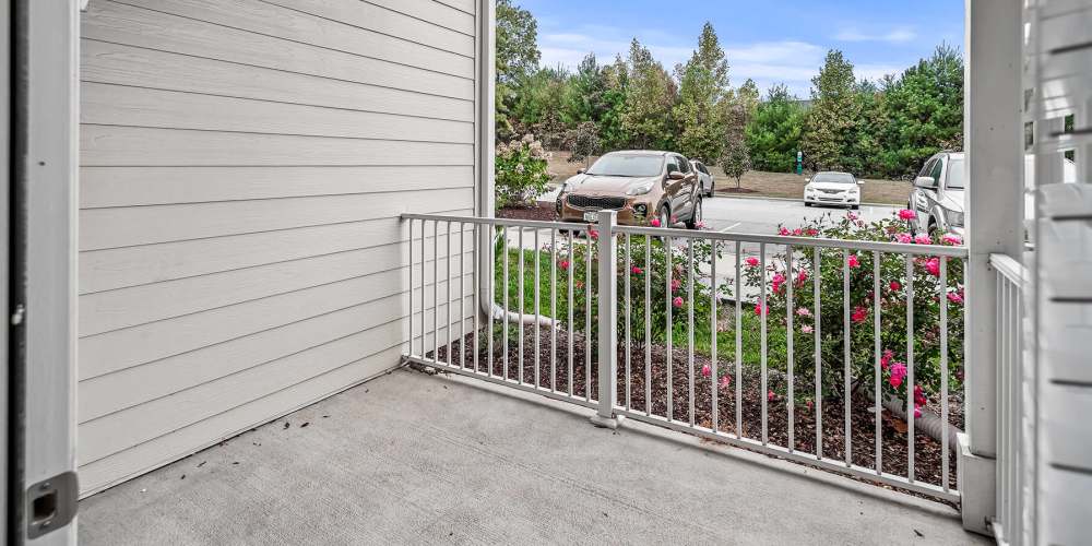 Private balcony at Brittany Place Hendersonville in Henderson, North Carolina
