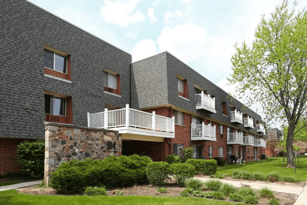 View of the apartments at Terraces of Elk Grove in Elk Grove Village, Illinois