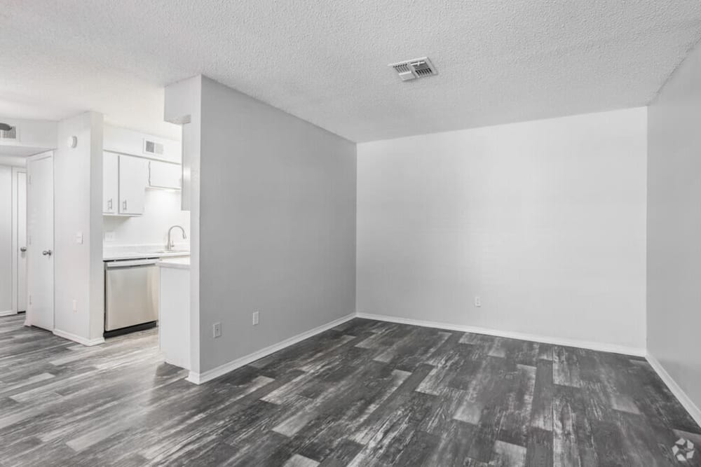 view of kitchen from dining and living room area at Midwest City Depot in Midwest City, Oklahoma