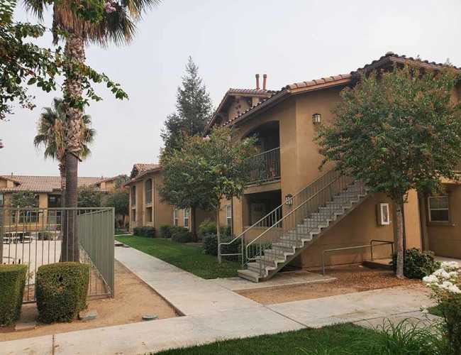 Community entrance at Sandstone Apartments in Fresno, California