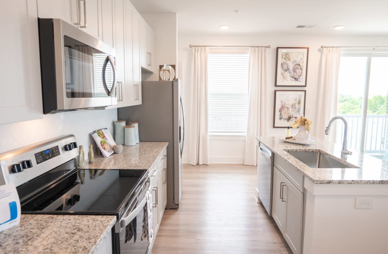 interior kitchen with white cabinets