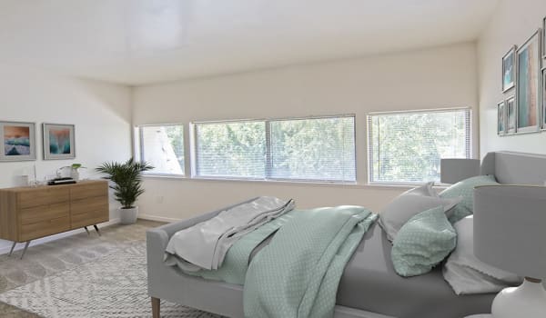 Bedroom at The Cascades Townhomes and Apartments