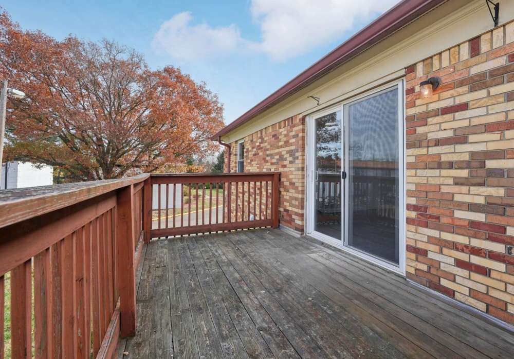 Private patio at Charleston Square Apartments in Columbus, Indiana