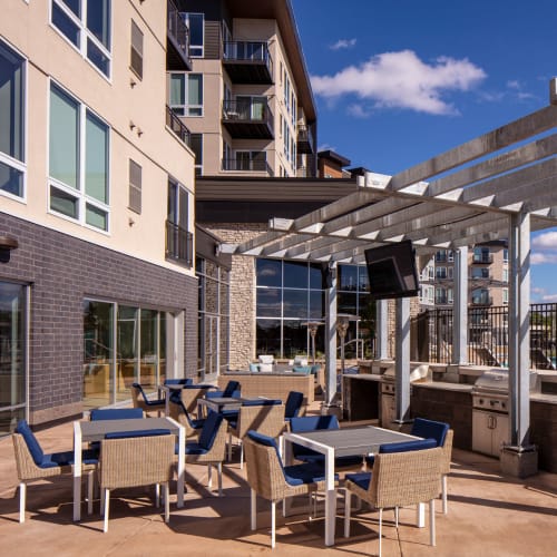 Roof deck with a grilling station at Talo in Golden Valley, Minnesota