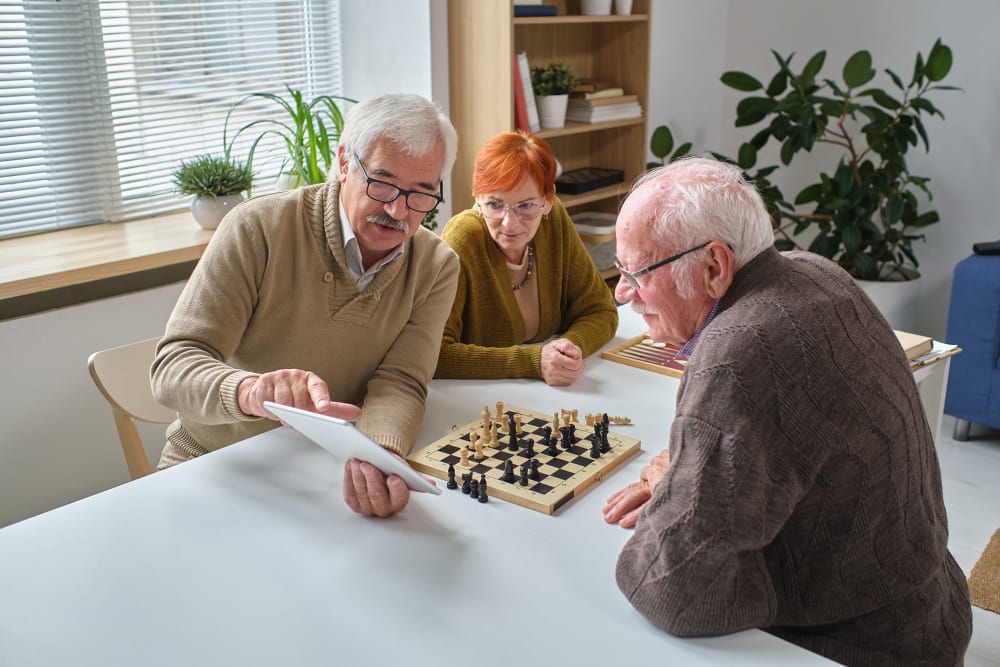 Staff comforting a resident of  Vista Prairie Communities in Champlin, Minnesota