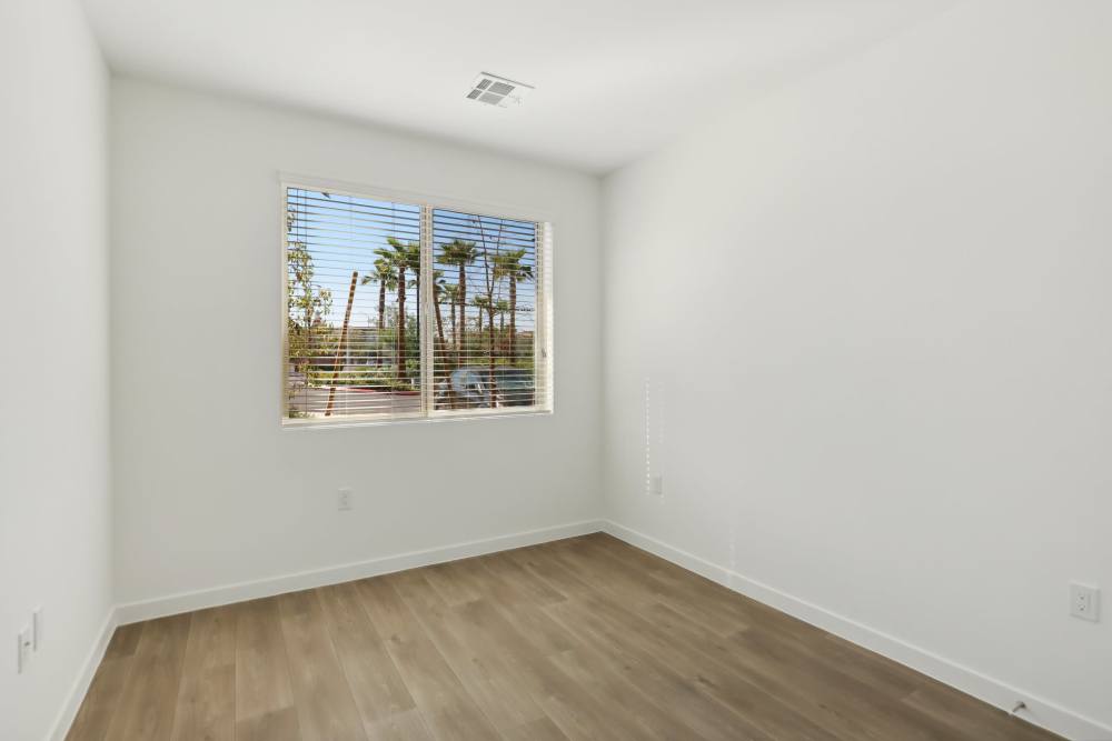 Bedroom with windows at Tempo in Las Vegas Nevada