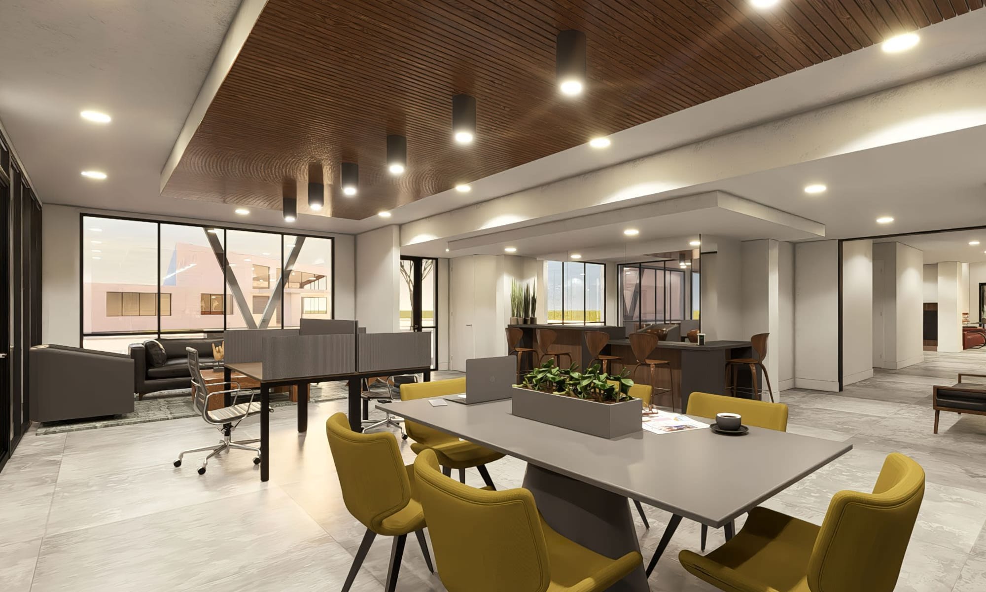 Rendering residents clubhouse at Alexan Tempe in Tempe, Arizona