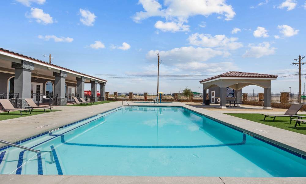 Swimming pool with cabana at District At Pellicano in El Paso, Texas