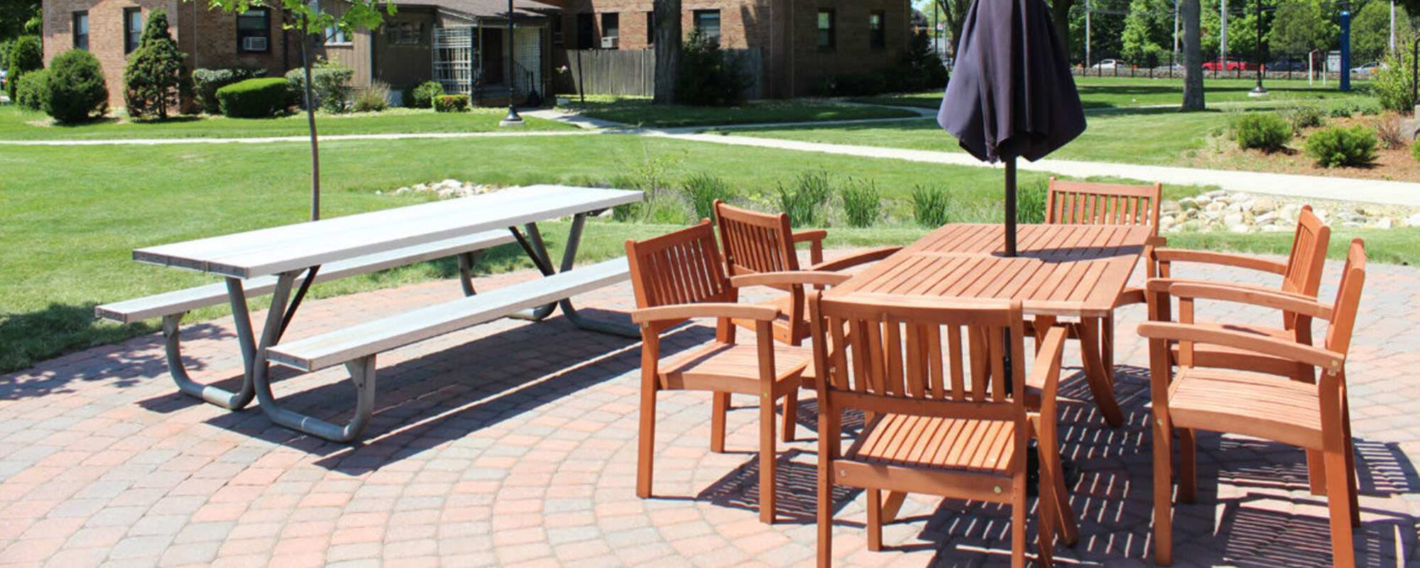 Outdoor seating area at Howard House in Brockton. MA