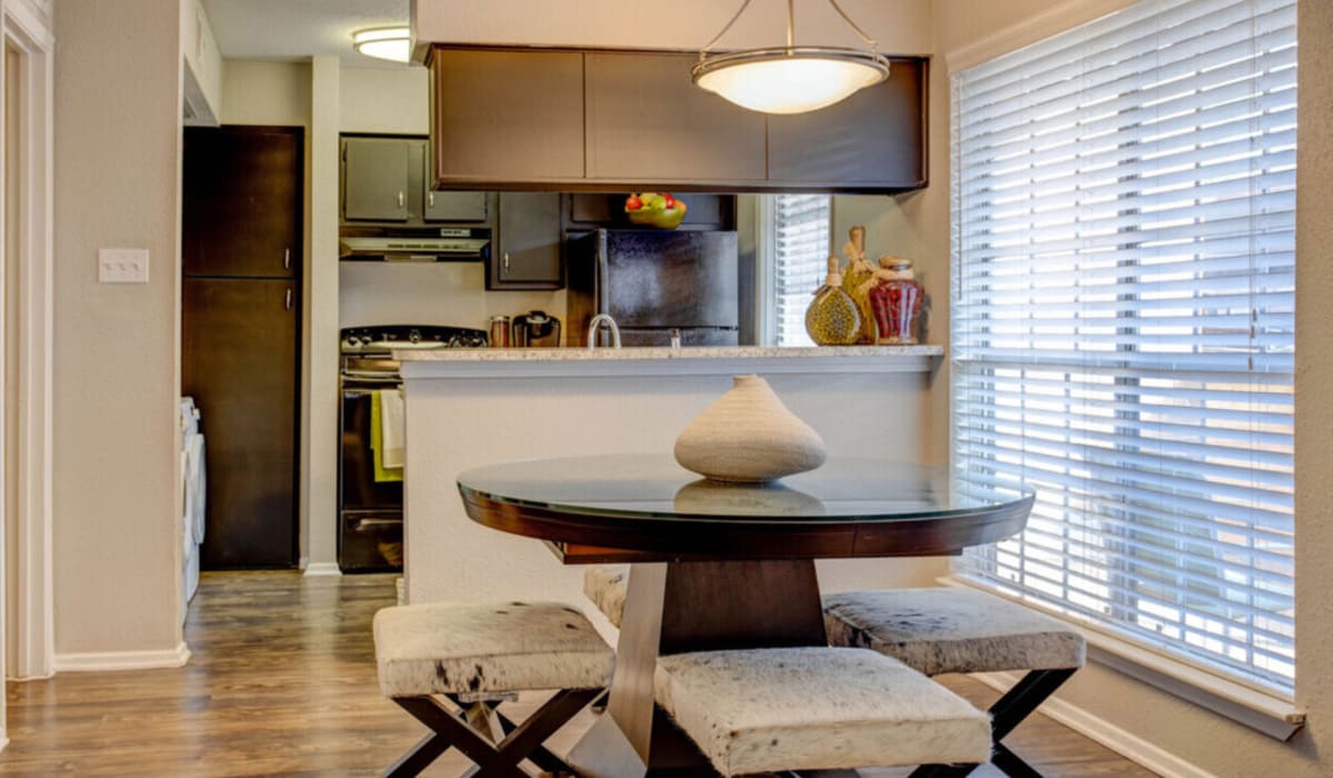 Bright dining area at Oaks of Timbergrove in Houston, Texas