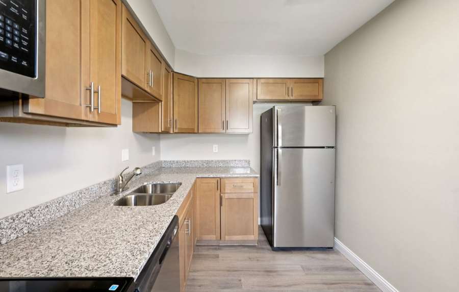 Modern kitchen at Charleston Square Apartments in Columbus, Indiana