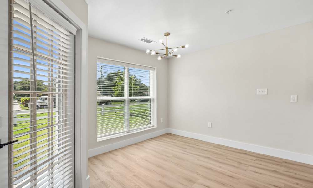 Bright living room at Lake Meadows in Garland, Texas