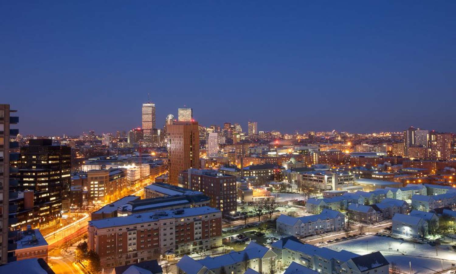 Aerial view of the neighborhood at J Vue at The LMA in Boston, Massachusetts