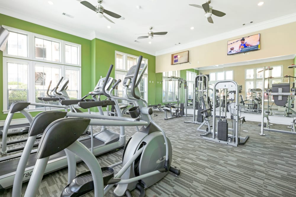 Very equipped fitness center at Belle Vista Apartment Homes in Lithonia, Georgia