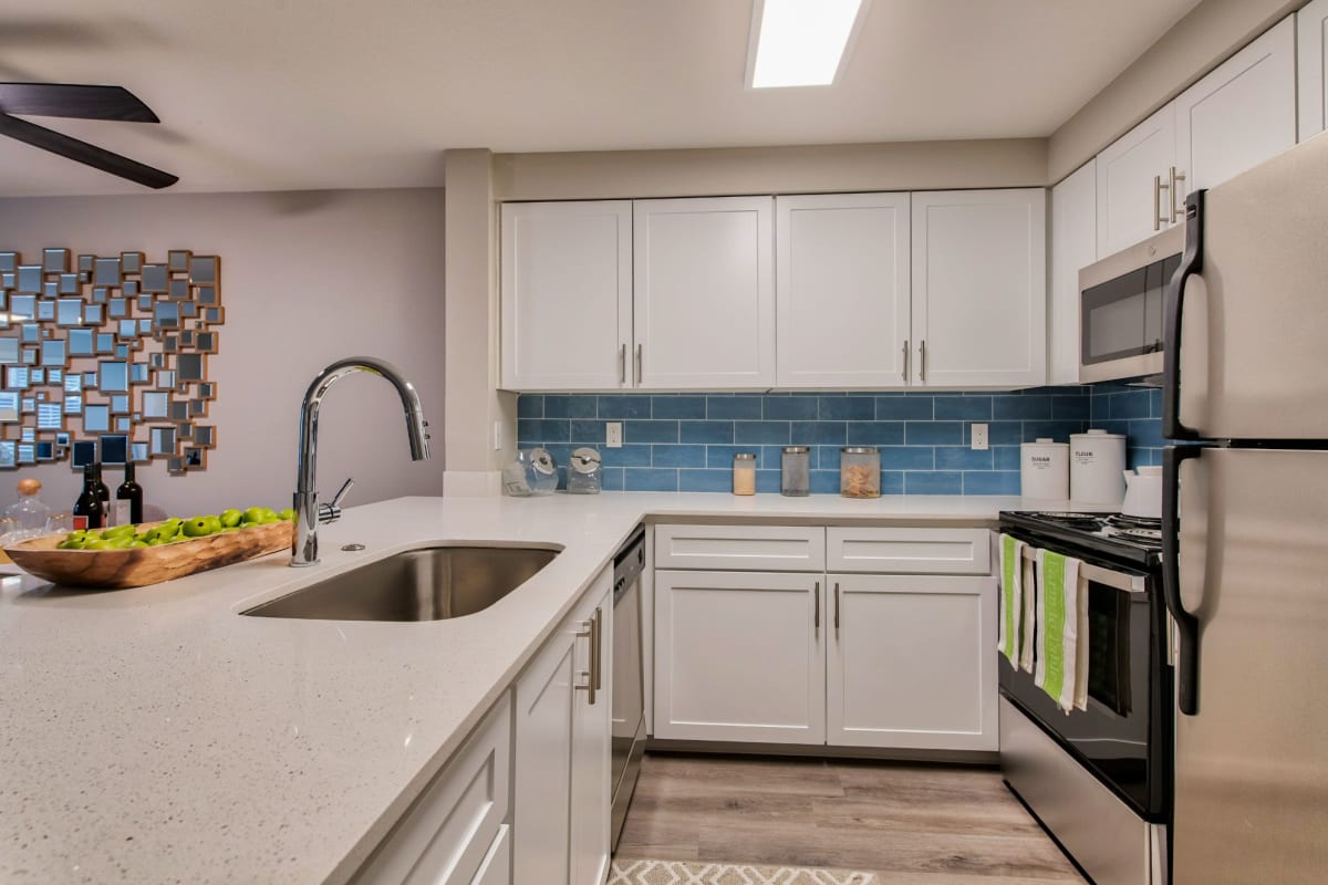 Spacious kitchen with energy-efficient appliances at Indigo Springs, Kent, Washington