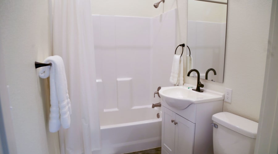 Stylish bathroom at University Lofts Downtown, Jonesboro, Arkansas