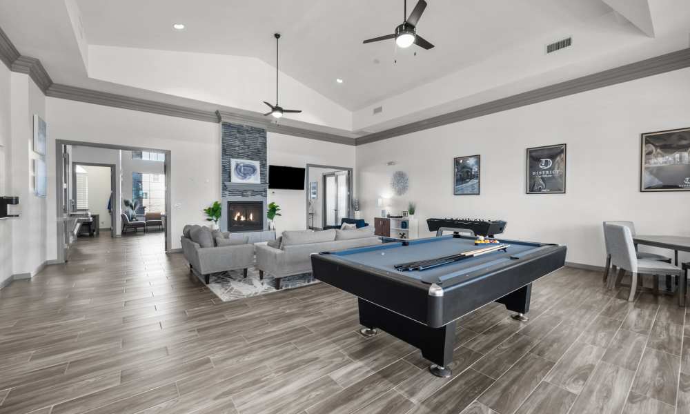 Clubhouse with pool table at District At Pellicano in El Paso, Texas