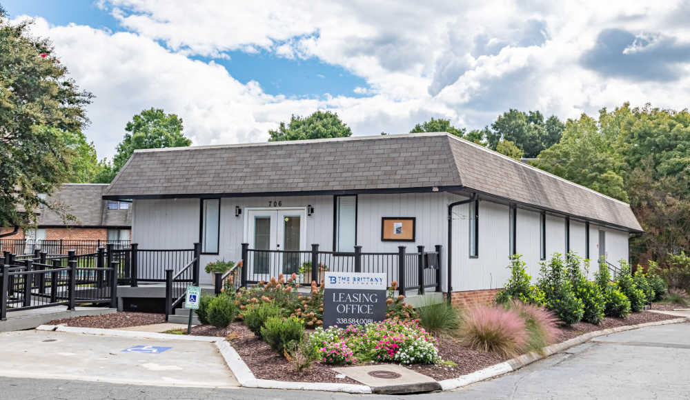Leasing office at Huffman Mill Townhomes in Burlington, North Carolina