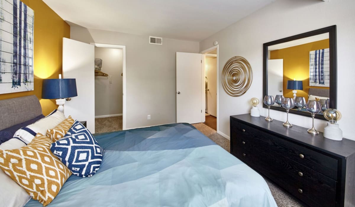 Bedroom with comfortable bed at South Pointe in Dallas,Texas