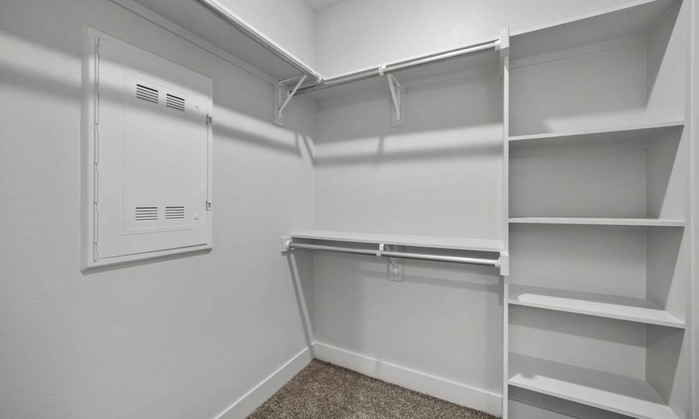 Spacious walk-in closet at Brook Hollow in Wichita Falls, Texas