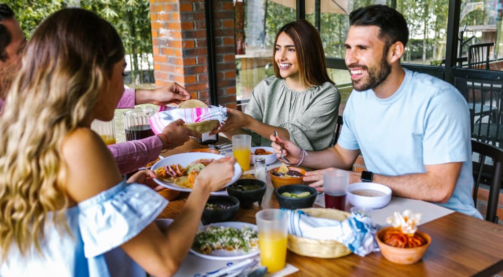 Residents enjoy a meal at their favorite spot near Hawthorne Community in Oakdale, Pennsylvania