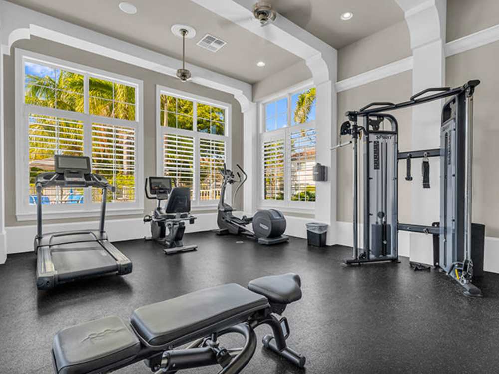 Fitness center at Amberton Luxury Townhomes in Naples, Florida