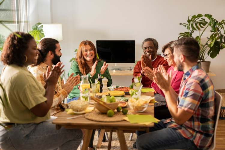 Active adult residents 55+ hosting party at Reserve at Round Rock in Round Rock, Texas