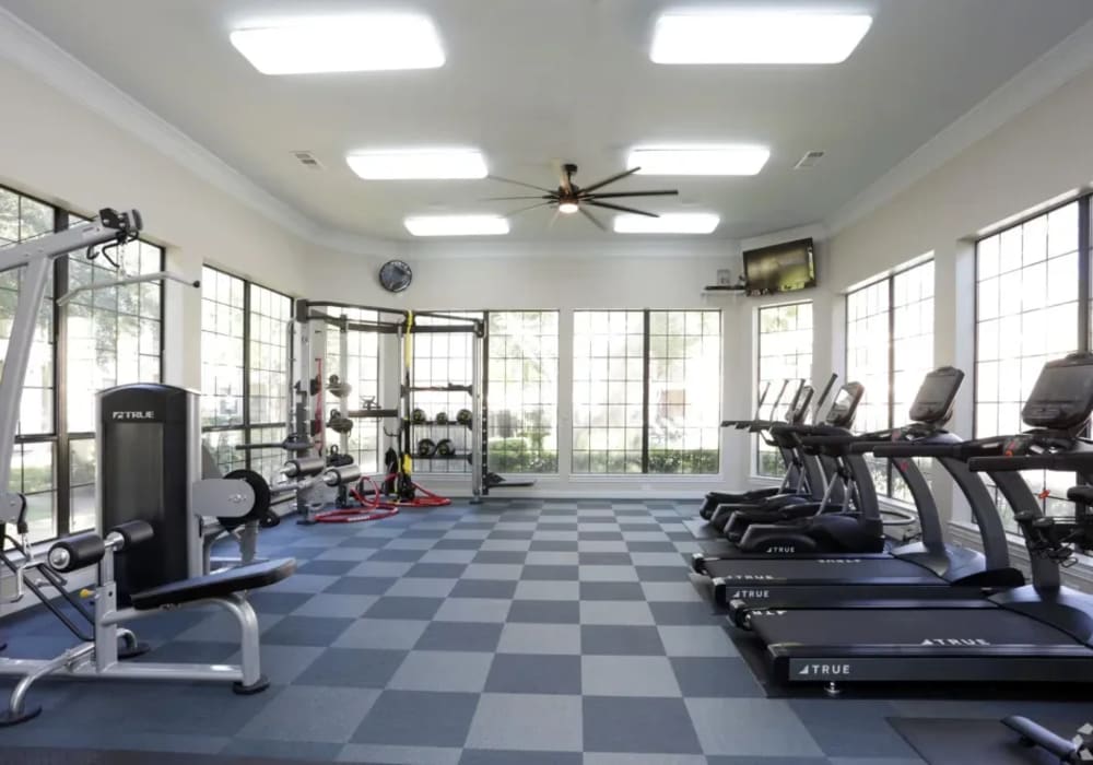 Fitness center at Sola Westchase in Houston, Texas