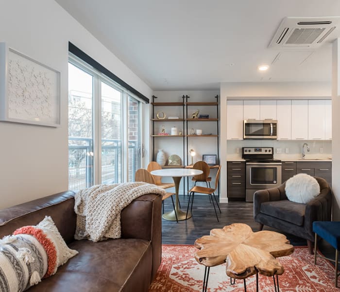 Cozy living room at City Centre Ithaca in Ithaca, New York