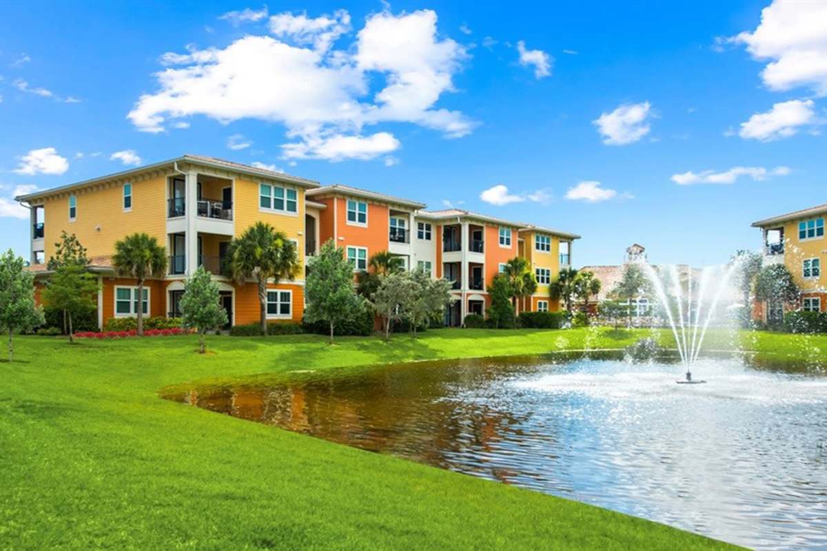 Exterior view of the apartment building at Millennium in Fort Myers, Florida